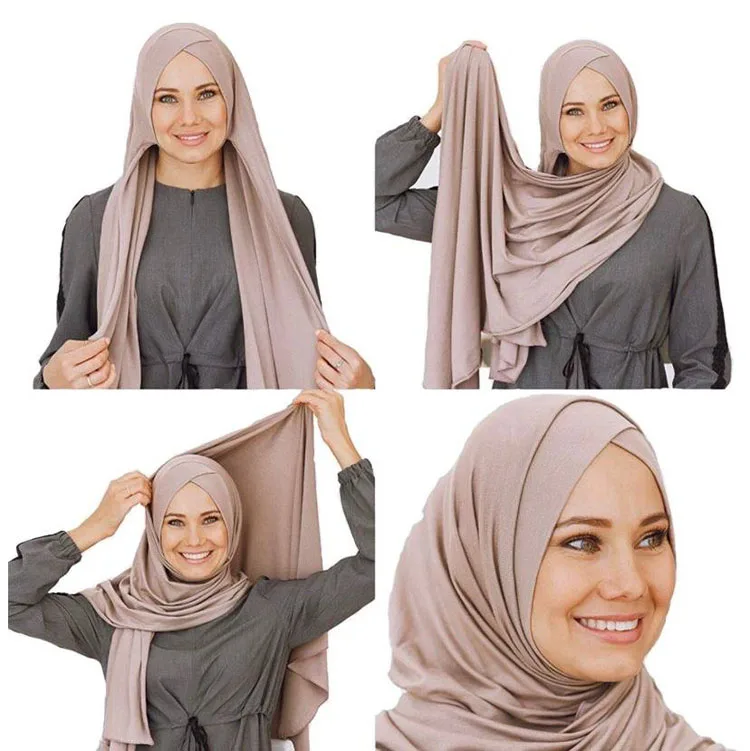 Hijab Headwear Full Cover Underscarf Hijab Muslim Quality Hijab Inner Neck Chest Plain Hat Cap Scarf Bonnet 20 Colors