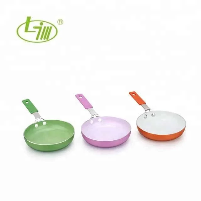 12cm Color Ceramic Non-stick Palm-size Frying Egg Pan, CD Bottom, Gas Hub Top Compatible, Silicone Handle
