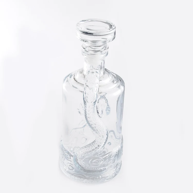 Engraving Dragons 250ml 500ml 750 ml Clear Glass Red Wine Vodka Whisky small wine bottle with lid