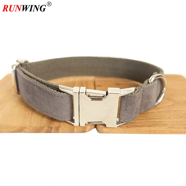 Double Layers Linen/Nylon Fabric Soft Dog Collar and Leash Set