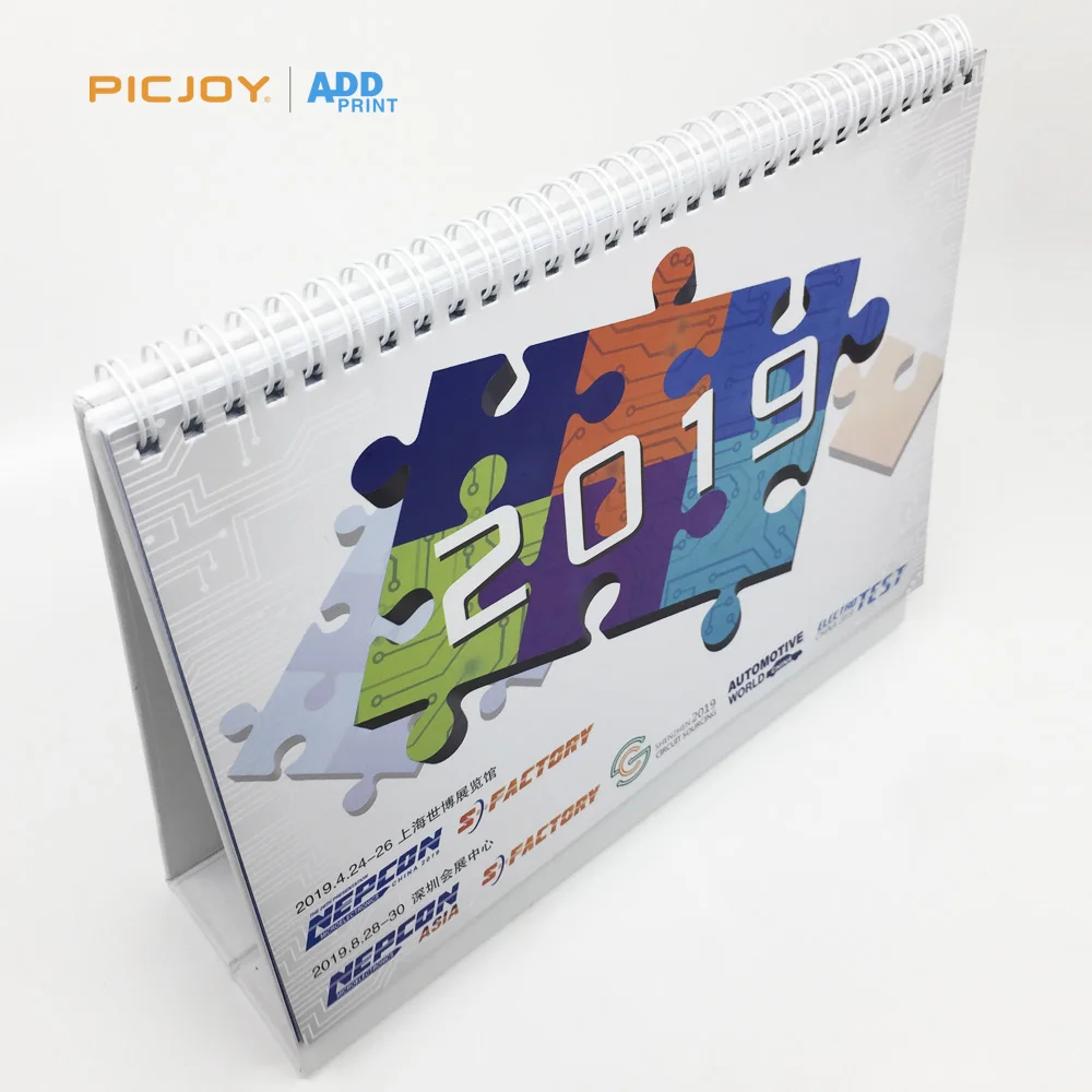 2019 Exhibition design Calendar desk with sticker printing in shanghai