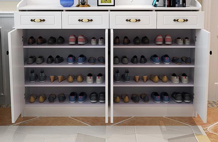 Large-Capacity Doorway Shoe Cabinet Multifunctional Solid Wood Color Console Cabinet