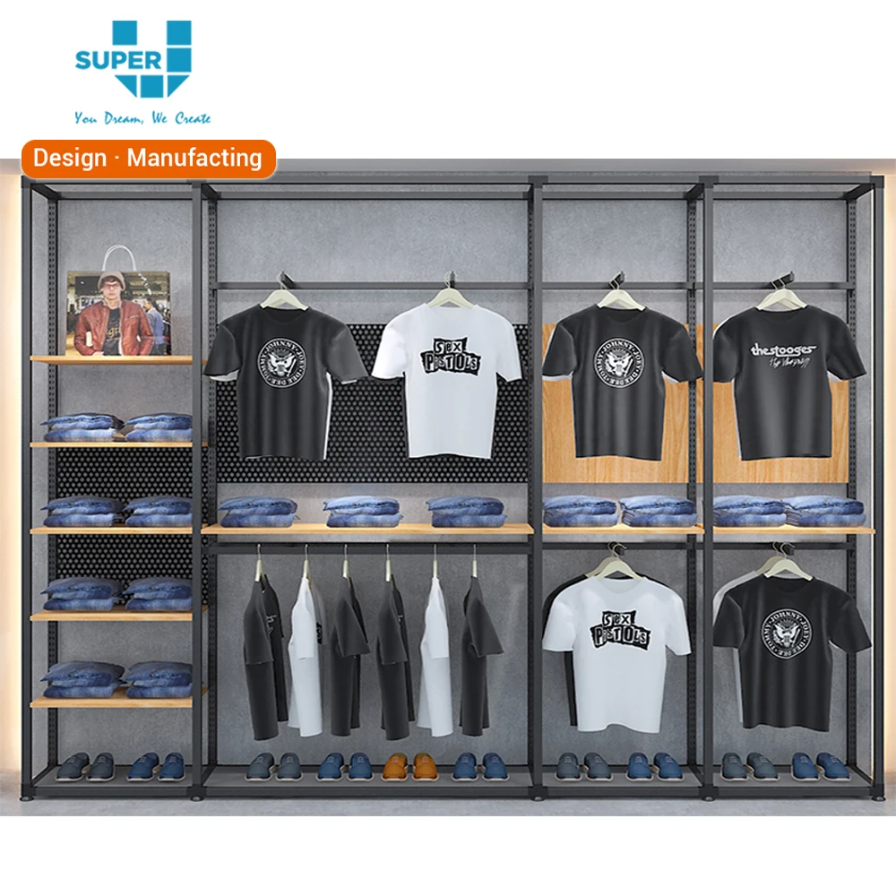 Retail Garment Store Large High Quality Decoration Display Metal Wall Shelf