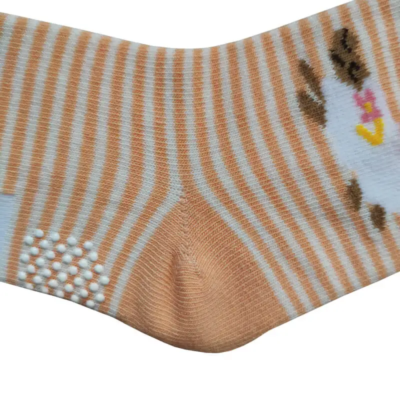 Kids Striped Anti Slip Play Land Grip Socks with Running Sheep on Legs