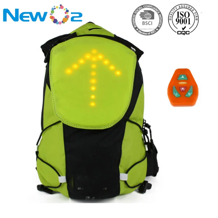 Factory direct sale LED turn signal light bike cycling backpack for outdoor night sports