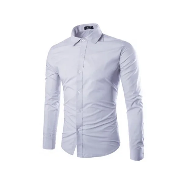 Wholesale Premium Custom Mens Long Sleeve Causal White Dress Shirt