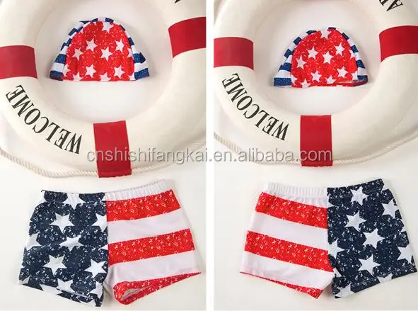 kids boys stars and stripe USA flag American flag stars bathing suit swimsuit swim wear diving suit on stock bathing suit trunk