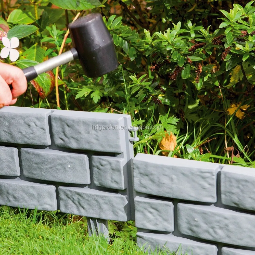
Brick Effect Garden Edging | Simply Hammer in Using the Attached Stakes | Lawn or Flower Bed Border | L45cmxH17.5cm 