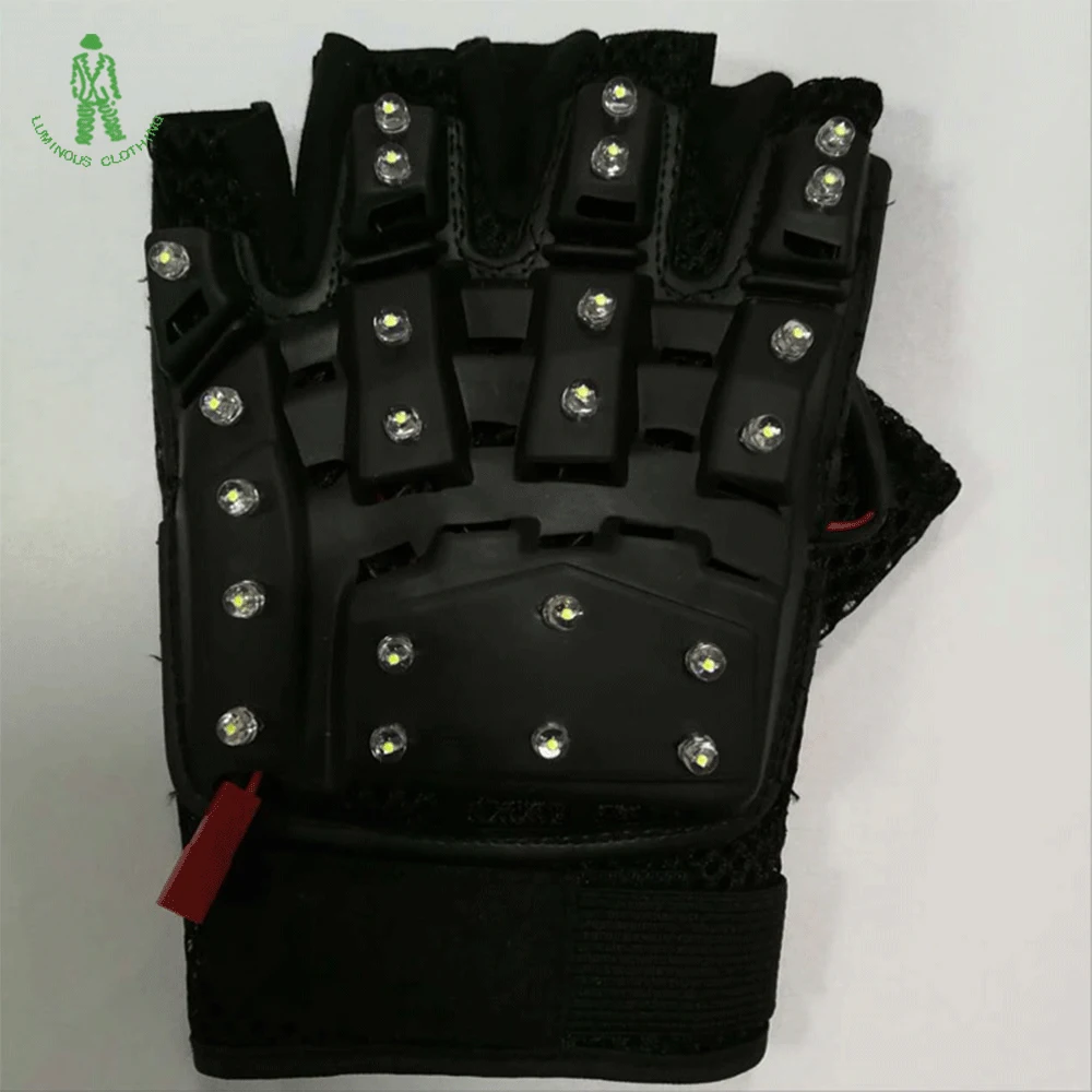 Popular And Fashionable Colorful LED Luminous Gloves Flashing Skeleton Halloween Luminescent Clothes Party Supplies Flash Gloves