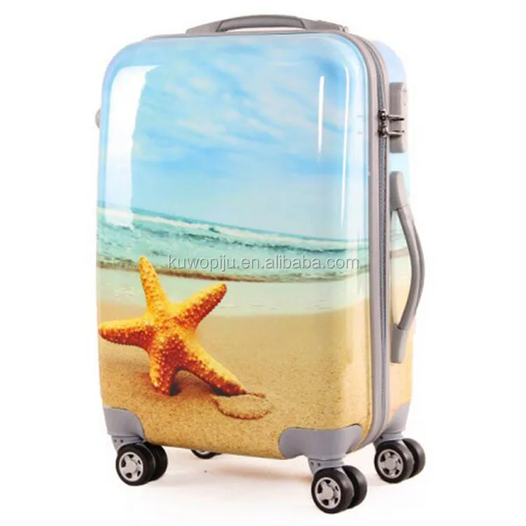 3 pc Spinner ABS PC suitcase 3 in 1 PC flower print butterfly hard luggage