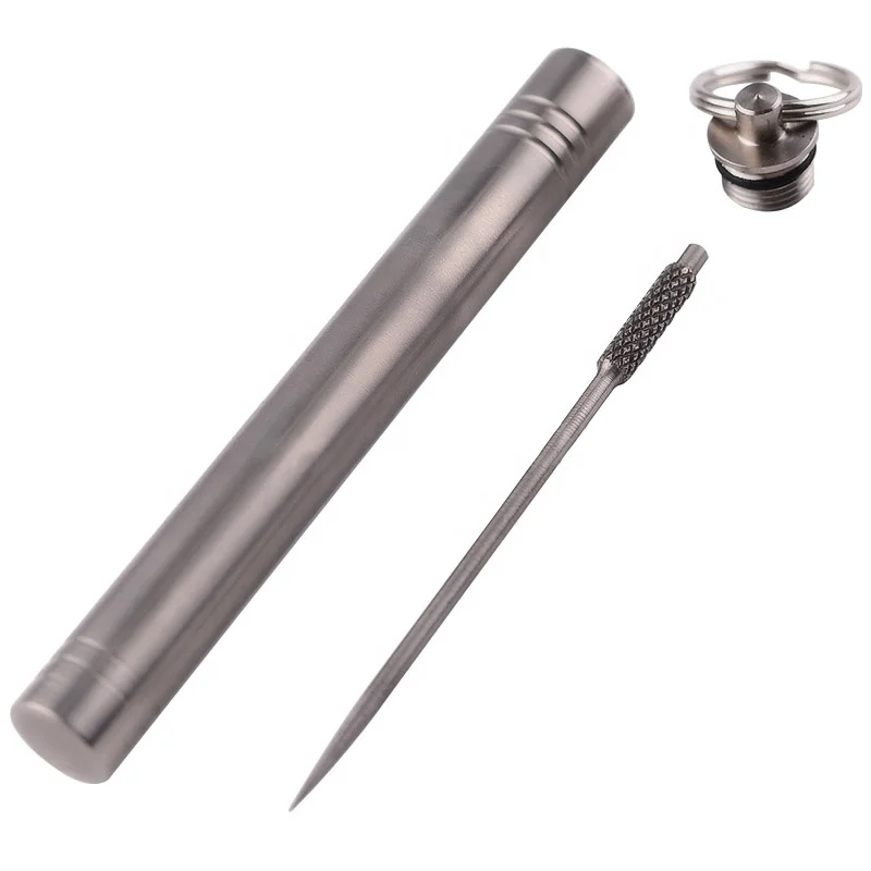 Titanium Alloy Toothpick Keychain Holder Travel Portable Metal Toothpick