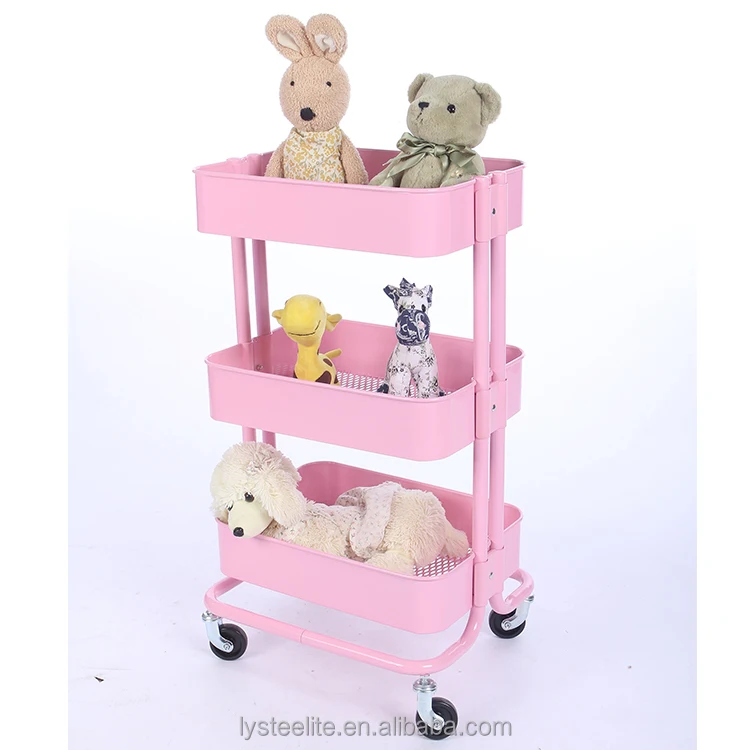 Pink 3 Tier Kitchen Trolley Cart Sewing Storage Ideas