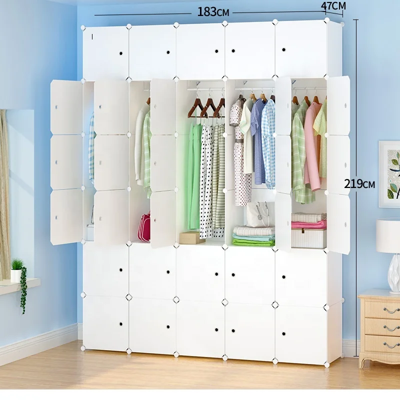 Assemble portable cube closet kids plastic wardrobe