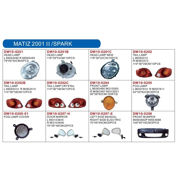 auto lamp and body parts for DAEWOO MATIZ 2001 II /SPARK