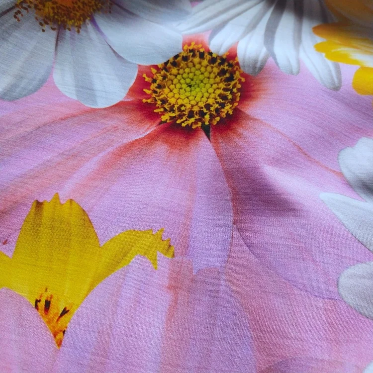 Shaoxing textile soft touch floral flower printed plain woven 100% rayon poplin shirt fabric