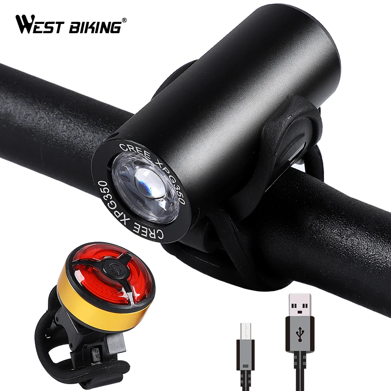 WEST BIKING Mini Front Cycling Light USB Rechargeable Bike Rear Stvzo Road MTB Bike Headlight Safety Night Running Bicycle Light