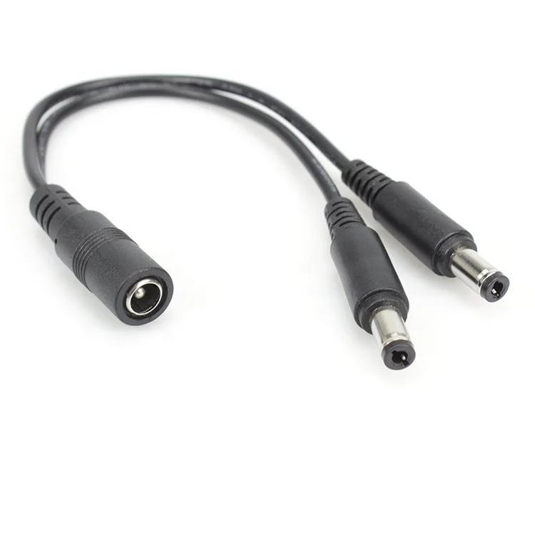 DC Y splitter Adapter 5.5X2.1mm 1 to 2 Power cord female to male  2way customized