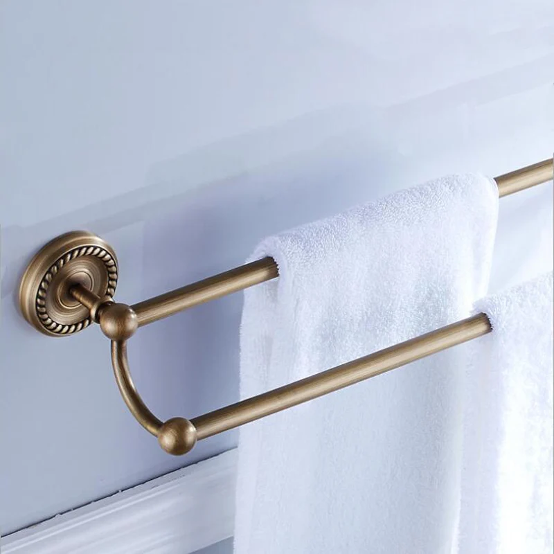 
Antique brass double towel bars for sale Engraved wall mount towel rail XR-GZ-9010 