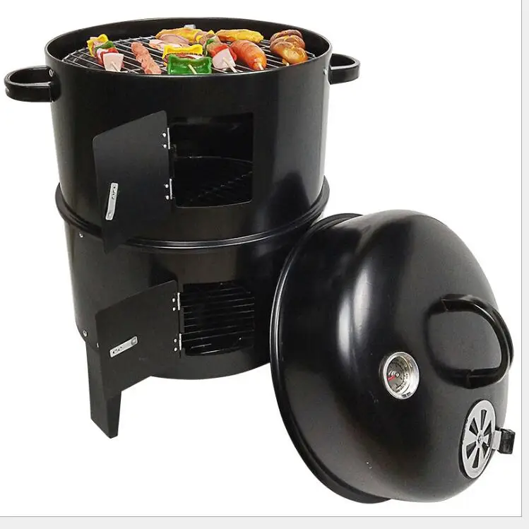 Flame Safety 3 in 1 Vertical Smoker Barbecue Barrel Charcoal  Barbecue Grill Smokeless Barbecue