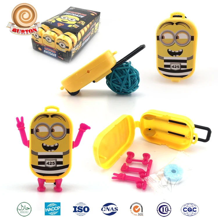 Minion suitcase toy candy / funny cartoon shape candy toy