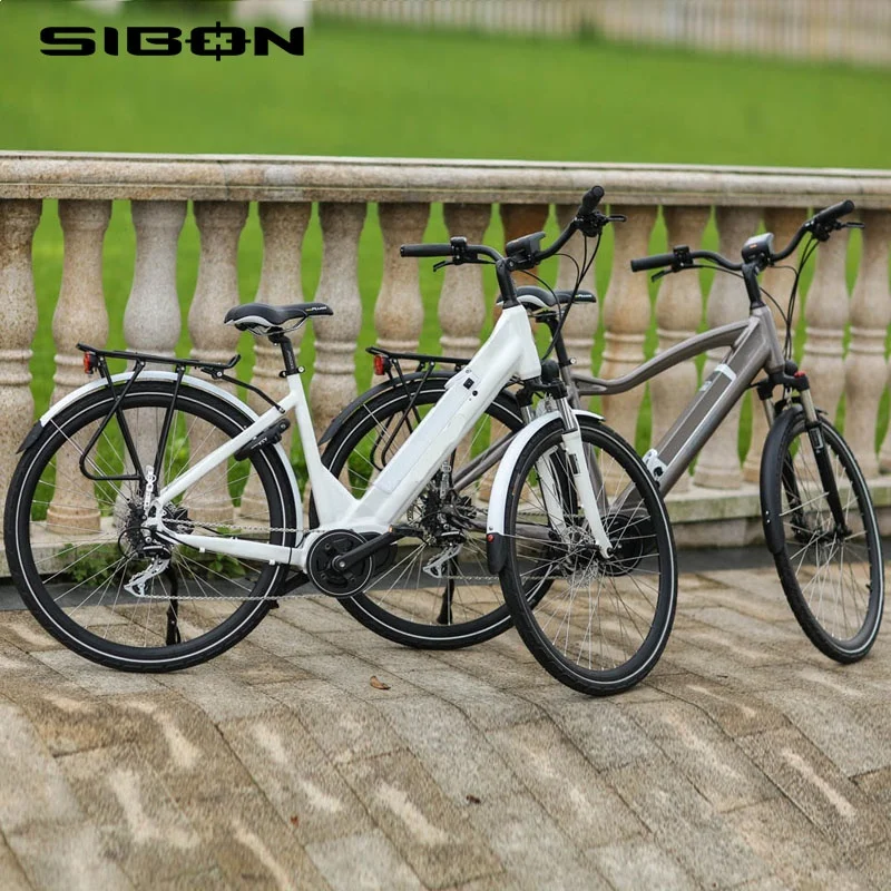 SIBON B0510167 white 36v 250w lithium battery build-in brushless motor suspension fork disc brake city electric bike bicycle