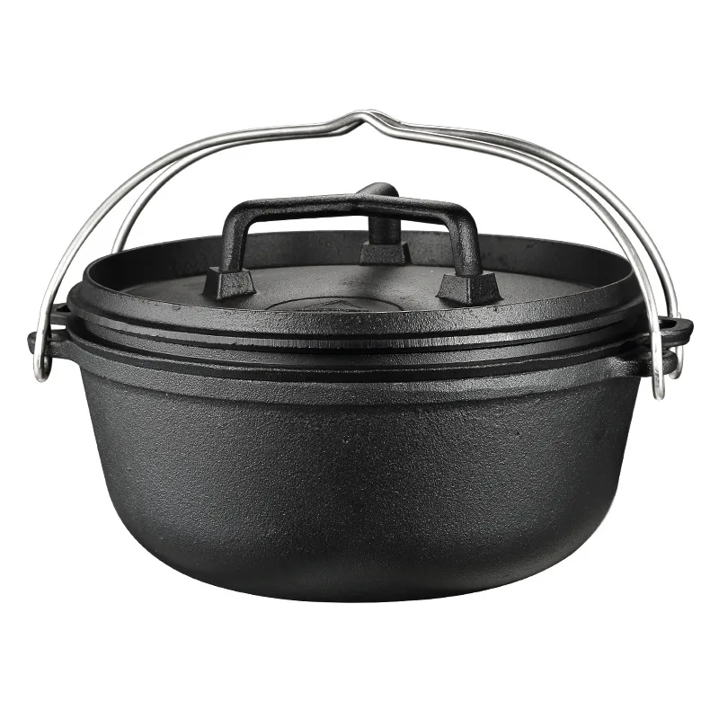 
High quality stock pot & frying pot outdoors camping hanging cast iron dutch oven set 