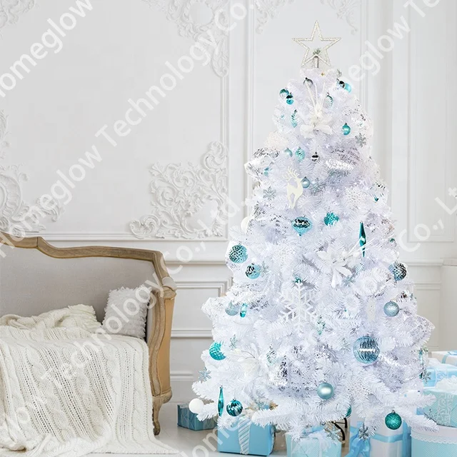 High quality cheap outdoor led artificial white PVC plastic flocked Christmas tree in full stock
