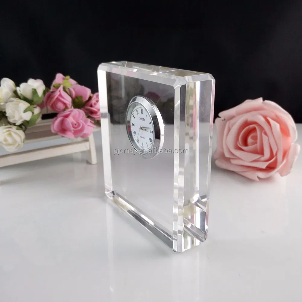 Heart Shaped Desktop Acrylic Trophy Crystal Trophy with crystal watch