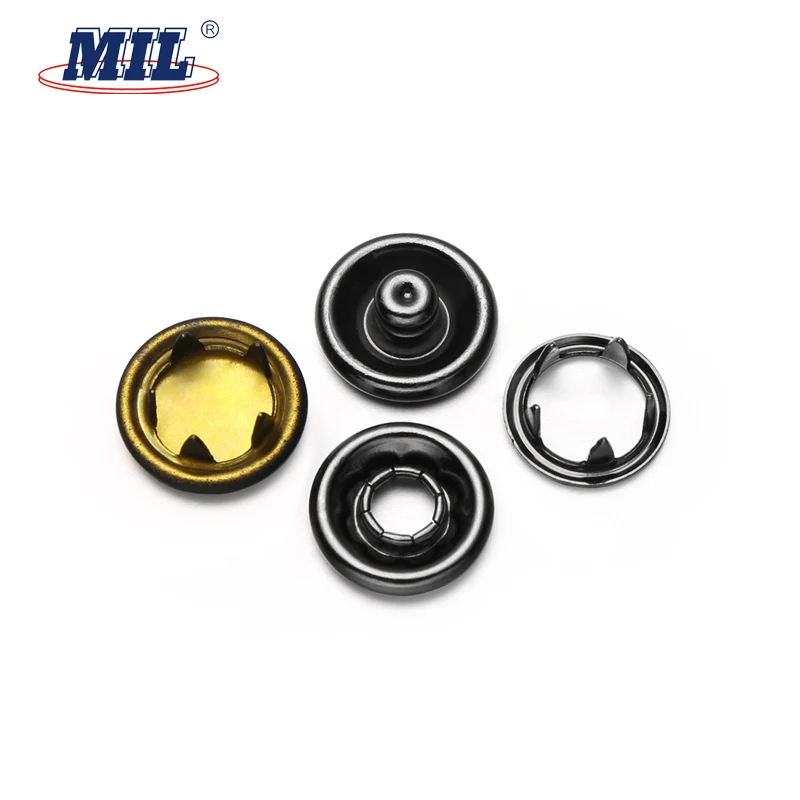 Custom 13L Black Enamel Cap Brass Metal Ring Prong Snap Button Fastener