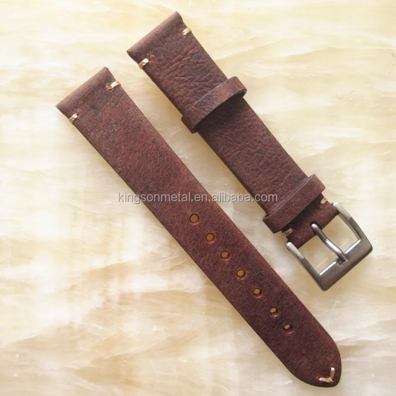 vintage dark brown handmade leather watch straps 20mm