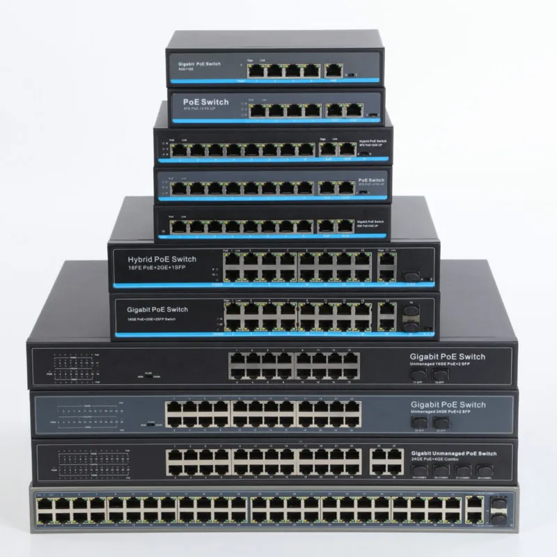 OEM 24 Port 10/100/1000Mbps Poe Switch+4 Combo RJ45 SFP Gigabit Fiber Slot