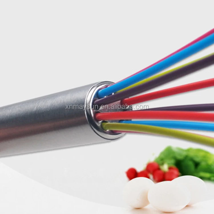Red & Bule & Green Silicone/Stainless steel Balloon Whisk Set Wire Heat Resistant Egg Whisk