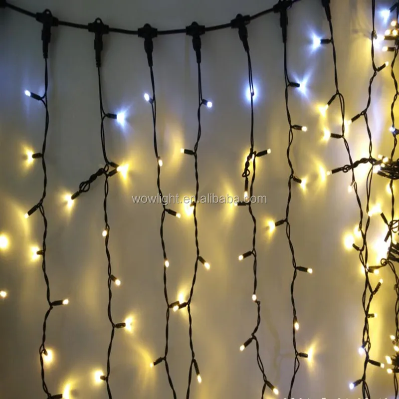 Green rubber cable IP65 waterproof white flash led curtain light for outdoor decorating
