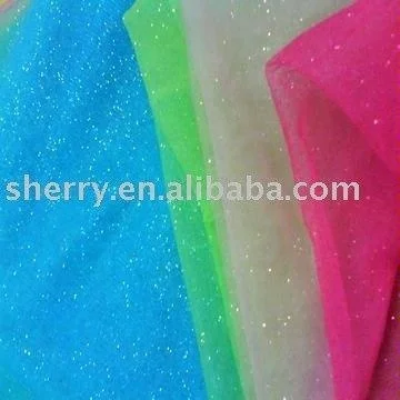 Sparkling and lightweight anti-wrinkle stretch glitter mesh tulle fabric