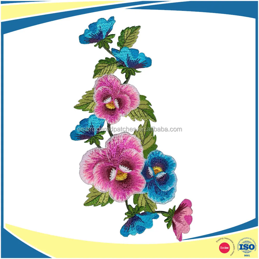 Iron On Embroidery Patch  Peony flower Embroidered design