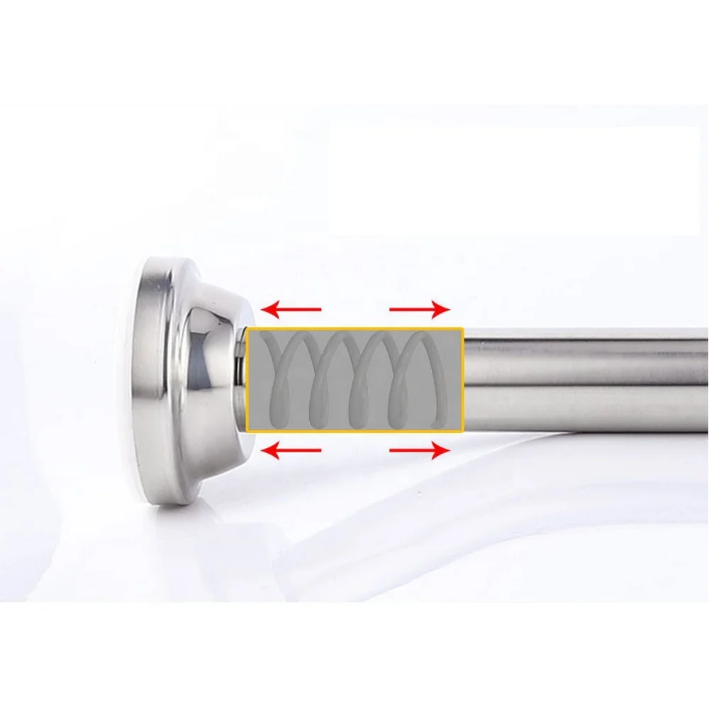 
2019 New Home Accessories Bathroom Never Rust Non-Slip Spring Tension Curtain Rod No Drilling Stainless Steel Shower Curtain Rod 