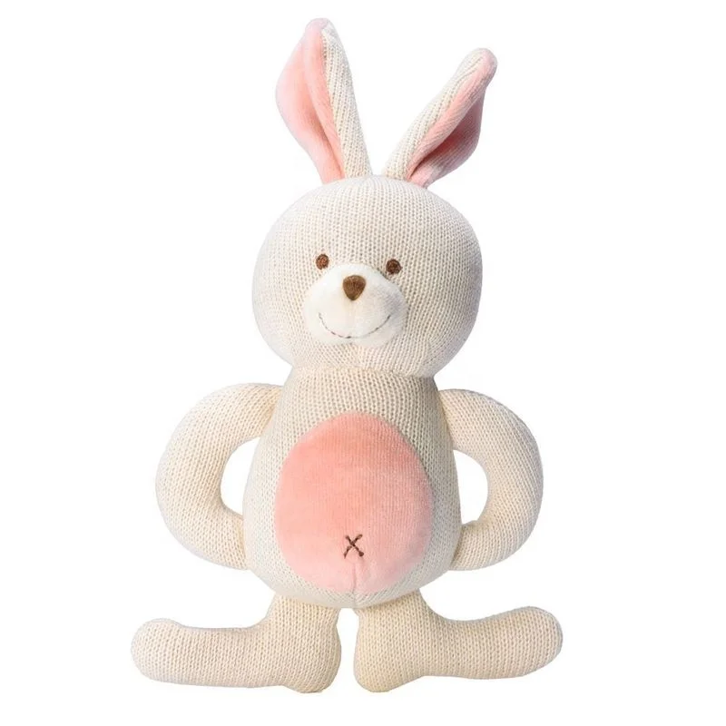 organic baby plush toys cartoon rabbit bear hand-knitted custom plush doll