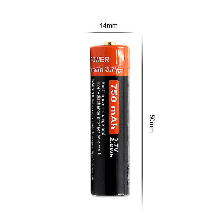 New Function aa size 14500 3.7v 750mAh usb rechargeable lithium li ion battery with micro usb charging port and PCB PCM Circuit