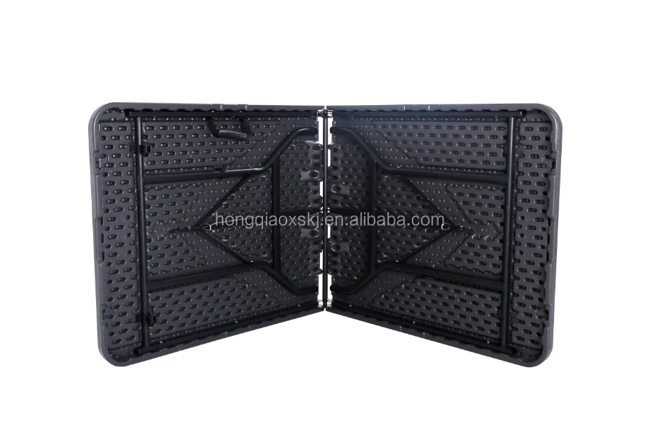 6FT rectangular plastic outdoor folding table,wooden style top folding in half table