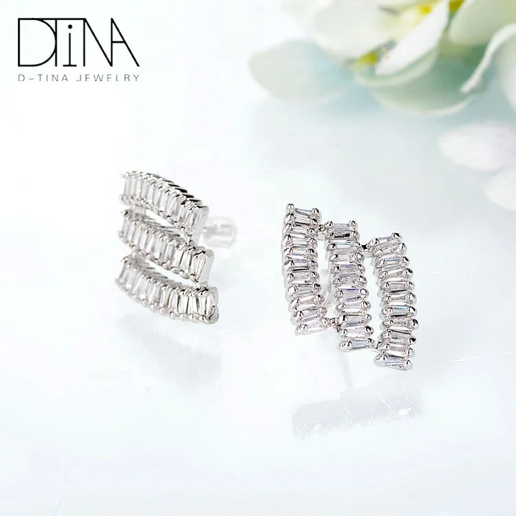 DTINA Nothing Design White Gold Plated Tops Earrings For Girls
