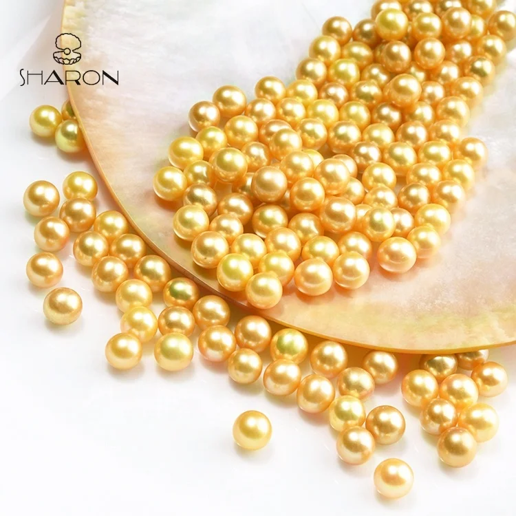 
Wholesale 6-7mm Cultured Natural Freshwater Round South Sea Gold Loose Pearl For Jewelry Making 