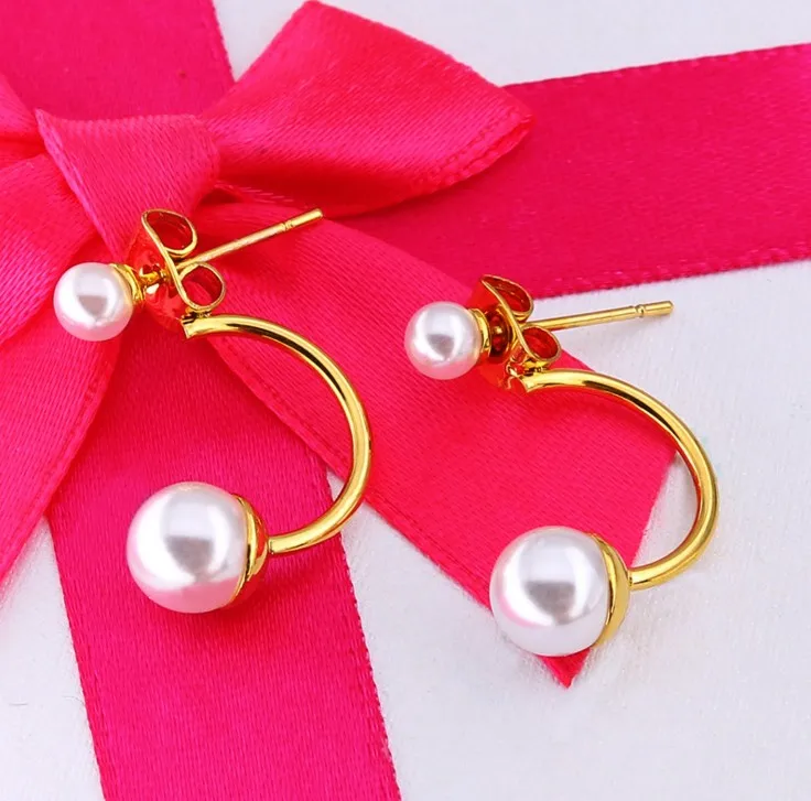 Wholesale  fashion stainless steel silver gold pearl earring women display earing jewelry box set
