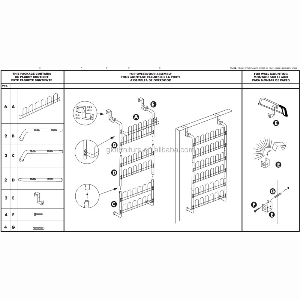 Cheap Living Room Furniture Wall / Glass/ Door Mounted Hanging Shoe Rack