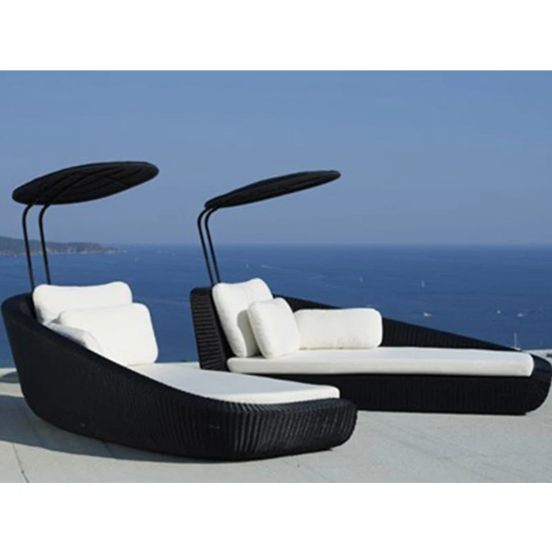 
HDPE rattan wicker double sun lounger 