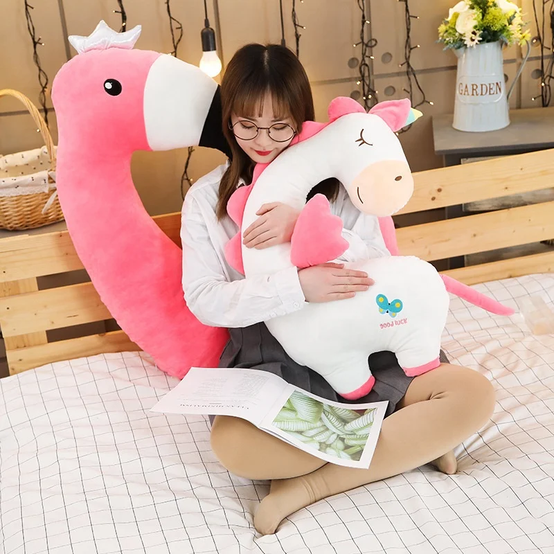 CUSTOM boyfriend long pillow flamingo gift Cartoon animal strip pillow unicorn dinosaur plush toy DOLL