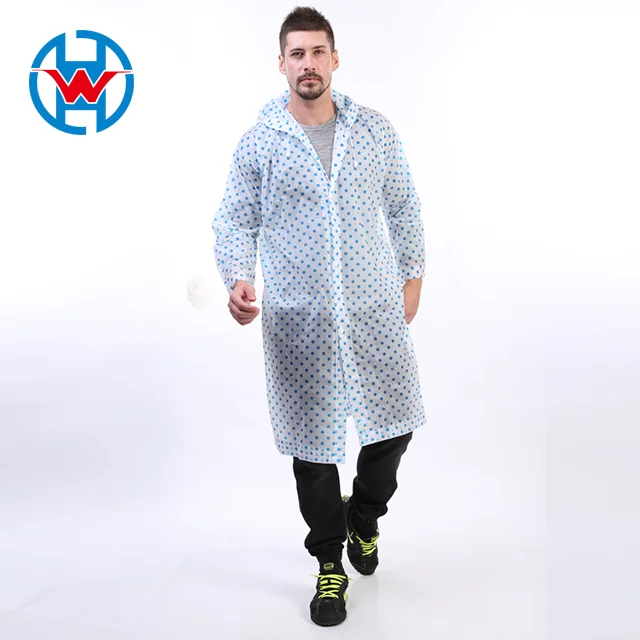 Fashionable Adult Cheap Custom 100% Waterproof EVA Seams Welded Recycled Long Rain Coat with wave point raincoats for adults