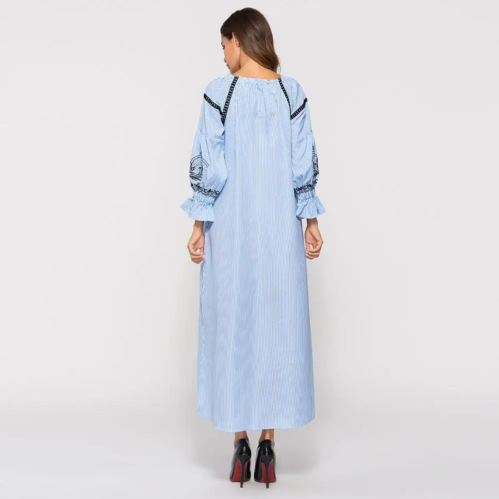 Beauty Embroidery Muslim Long Sleeve Abaya Muslim Dress For Women