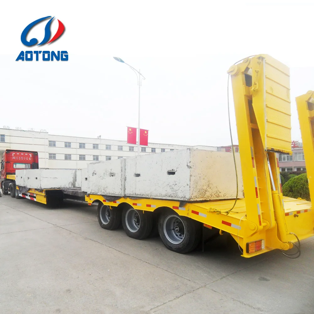 Heavy duty 40-60 ton extendable low bed truck trailer heavy trailer 14m to 20m telescopic trailer
