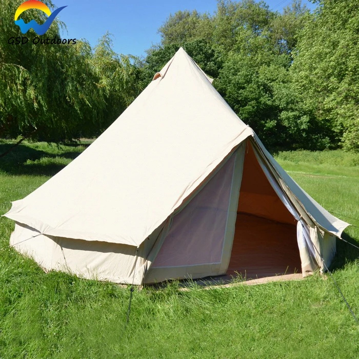 GodsWord Outdoor Single Layers Luxury Camping Tent Outdoor Flame Retardant Canvas Glamping Bell Tent Family Hotel Bell Tent