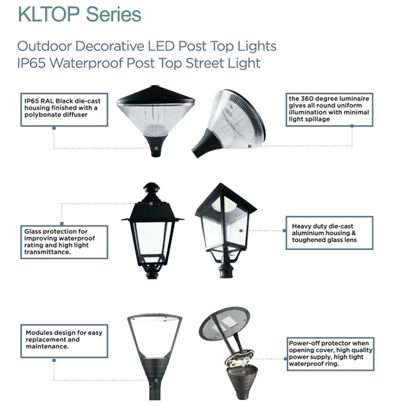 Outdoor 50W Led Garden Pole Area Light LED Post Top Light